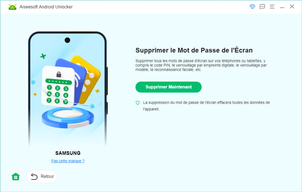 Commencer la suppression du mot de passe