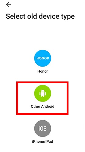 Sélectionnez Ancien téléphone