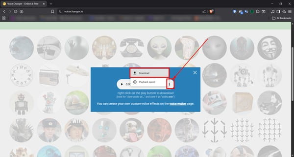 Télécharger la voix modifiée
