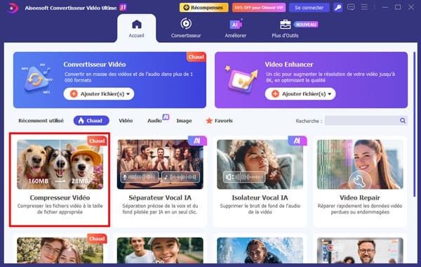 Cliquer sur Compresseur Vidéo