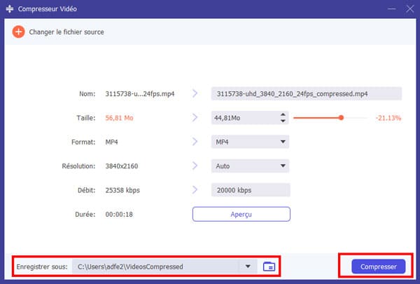 Démarrer la Compression
