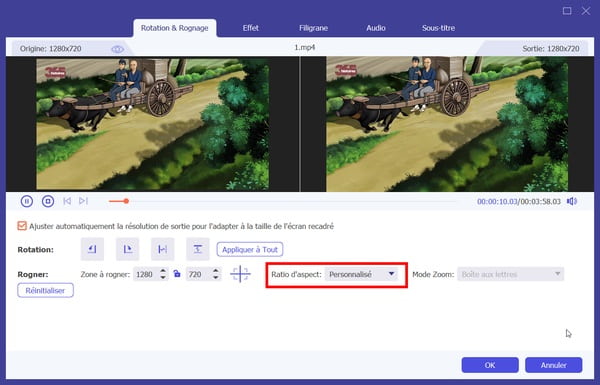 changer le rapport de forme de la vidéo