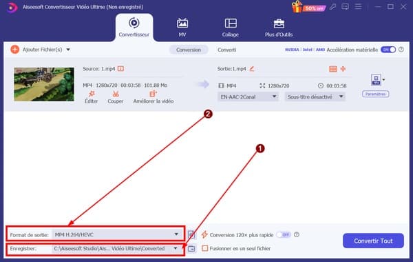 Choisir le format de sortie MP4
