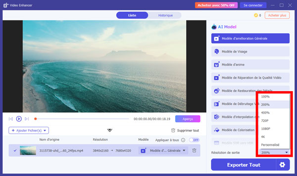 Choisir la résolution de sortie