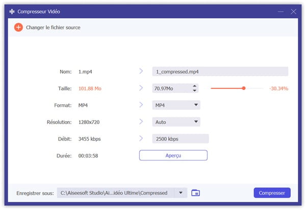 Compresser la vidéo
