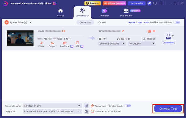 Convertir le fichier MPG en MP4