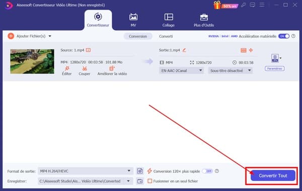 Lancer la conversion MOV vers MP4