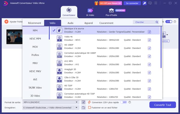 Exporter la vidéo rognée