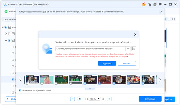 Choisir le dossier d'enregistrer vos photos
