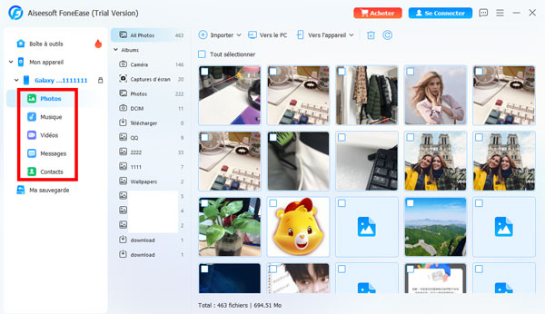 Choisir les fichiers ciblés