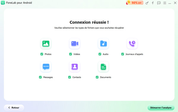 Sélectionner les types de données à récupérer