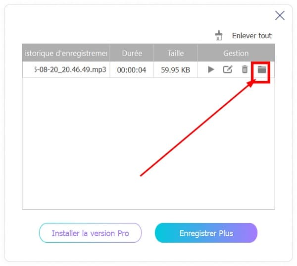 Ouvrir le dossier de sortie
