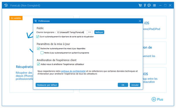 Personnaliser les paramètres