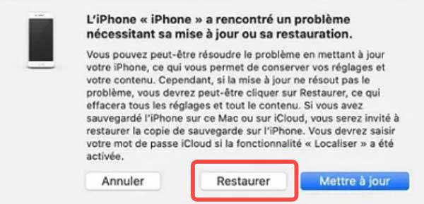 Déverrouiller iPhone désactivé en mode de récupération