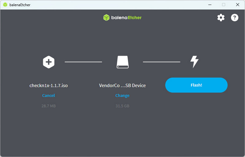 Balanaetcher Choisissez Flash