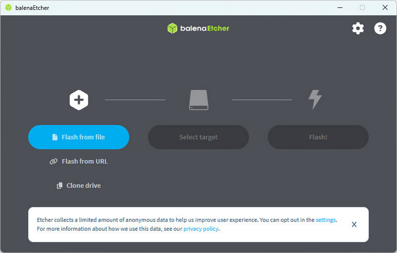 Balanaetcher choisissez flash from file