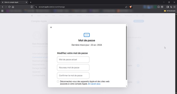 Modifier le mot de passe de l’Apple ID via appleid.apple.com