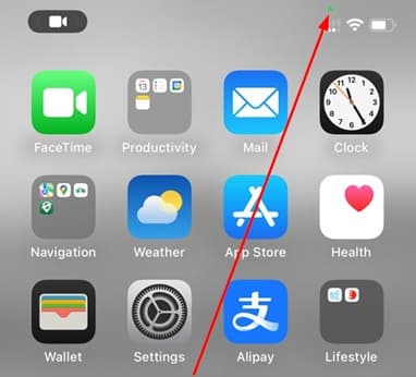 Point vert sur iPhone
