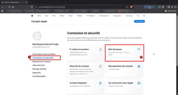 Réinitialiser le mot de passe via appleid.apple.com