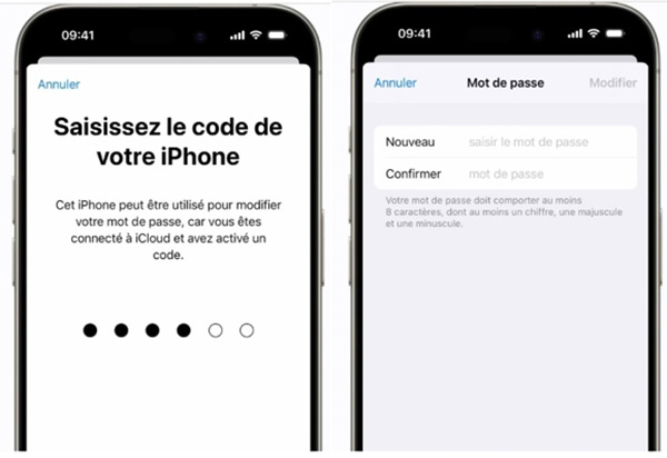 Saisir le code de votre iPhone et définissez un nouveau mot de passe
