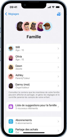 Sélectionner le membre concerné
