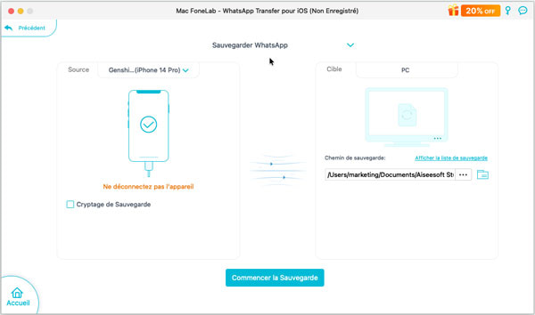 Commancer la sauvegarde