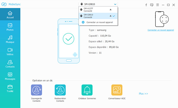 Connecter les téléphones Samsung au MobieSync