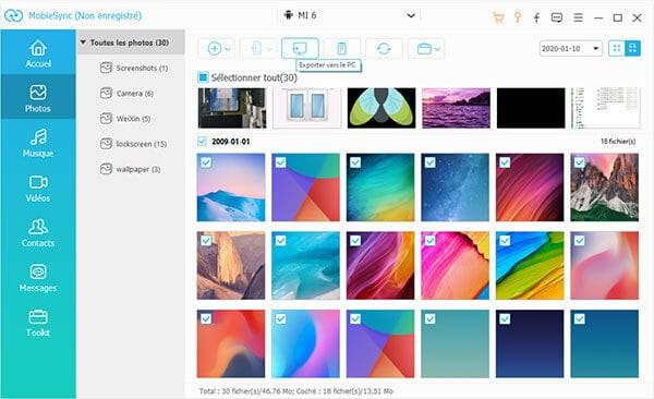 Transférer les photos Honor vers pc avec MobieSync
