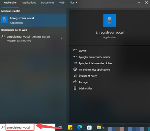 Ouvrir Enregistreur vocal
