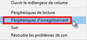 cliquer sur Périphériques d'enregistrement
