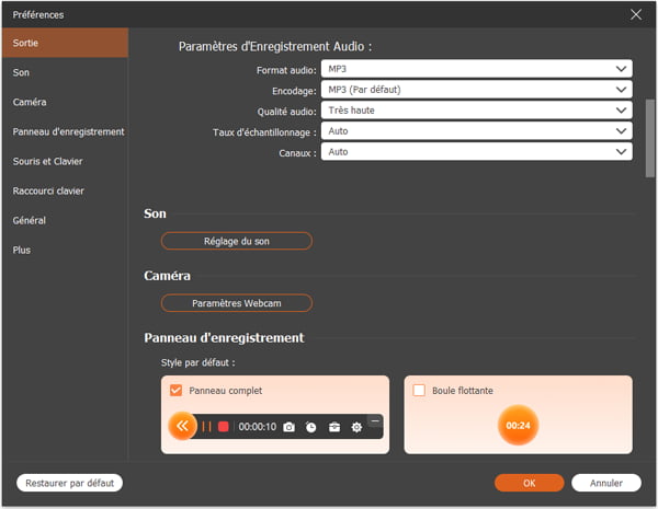 Définir les Préférences