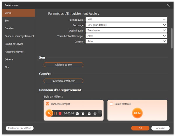 Définir les préférences audio