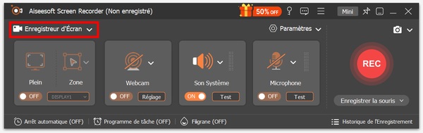 sélectionner l’Enregistreur d’Écran