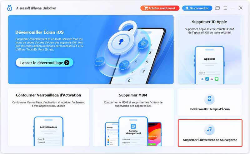 Choisir Supprimer Chiffrement Sauvegarde