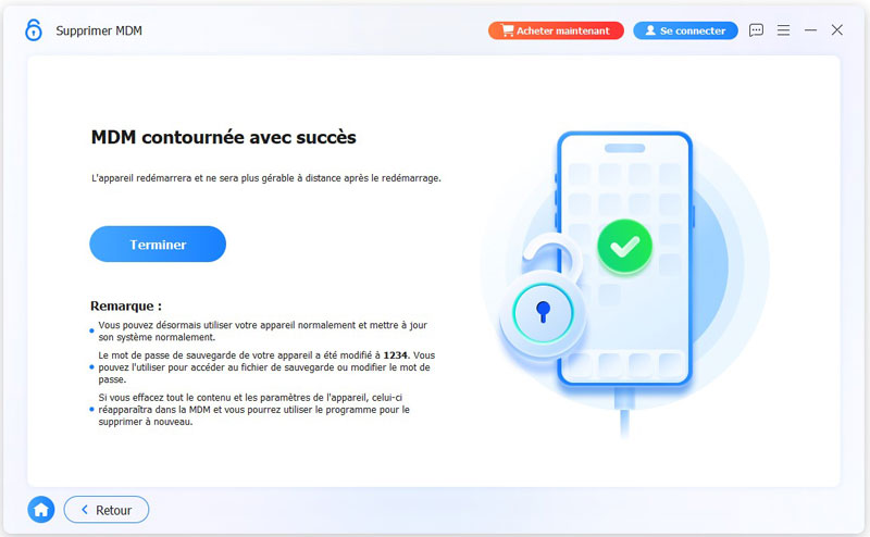 Contournement réussi du MDM