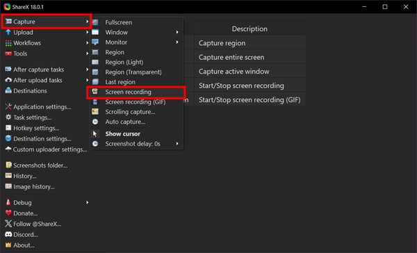 Configurer l’enregistrement d’écran dans ShareX