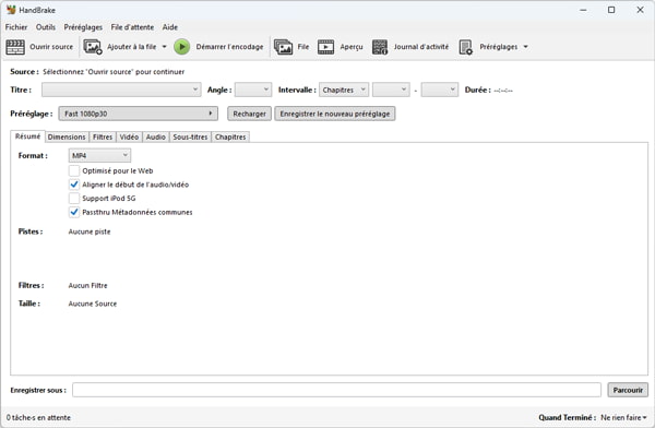 Convertir MPG en MP4 avec HandBrake