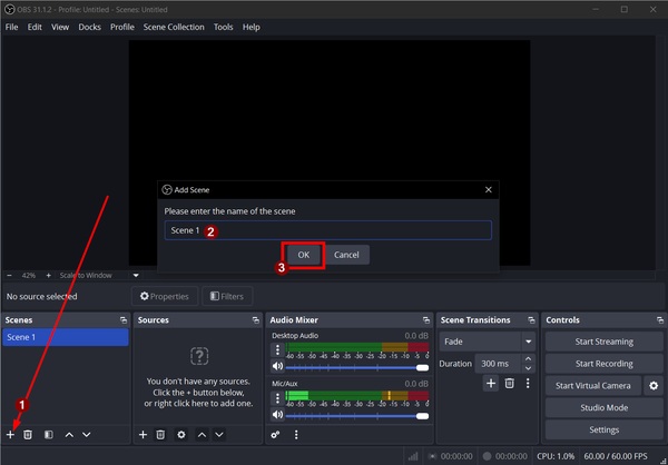 Créer une première scène sur OBS