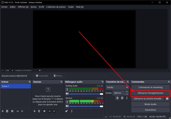 Démarrer l’enregistrement d’écran sur OBS Studio