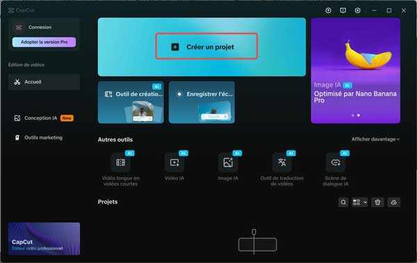 Importer la vidéo dans CapCut